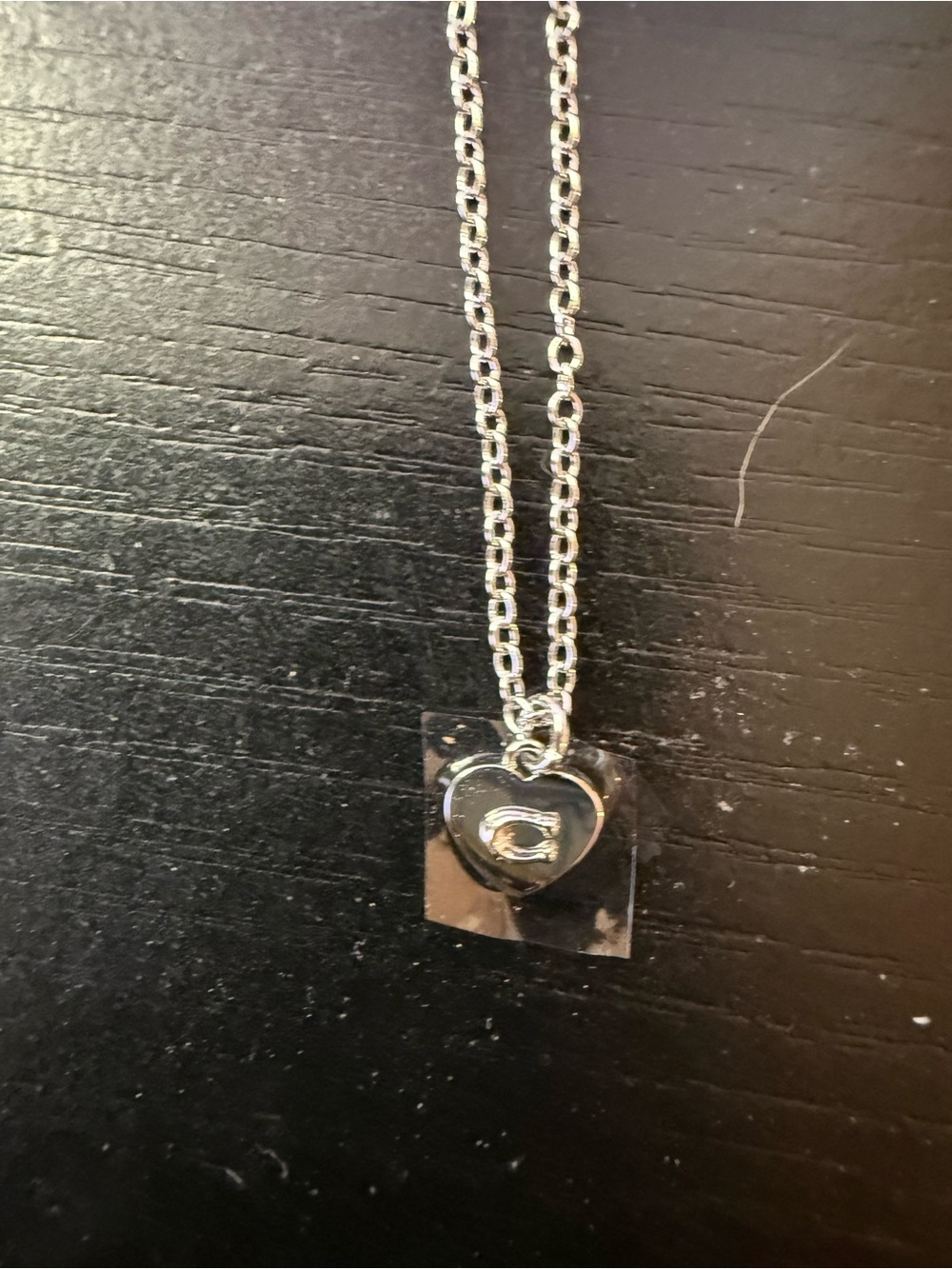 Coach Silver Tone Heart Necklace NWT - Picture 3 of 6